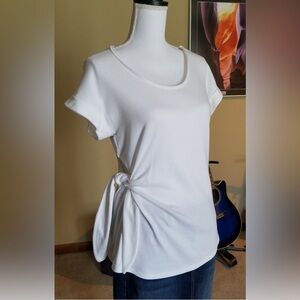 Bright White Side Tie Short Sleeve Top Like NEW